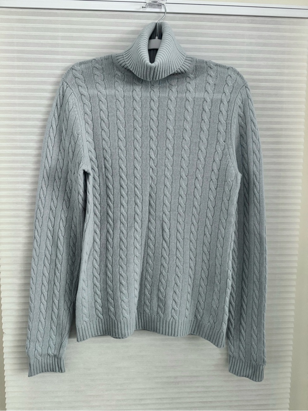 Ann Taylor 100% Cashmere Baby Blue Cable Knit Turtleneck Sweater S